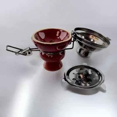 Чашка для кальяна керамическая с металлической крышкой коричневая (9х5,7 см) Чашка для кальяна керамическая с металлической крышкой коричневая (9х5,7 см)