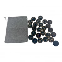 Руны Скандинавские круглые, темные, 25 рун (d-3,1 см ,h-0,7 см) с мешочком ,массив дерева