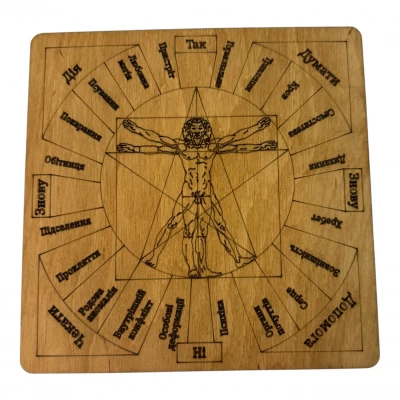 Таблица для работы с маятником Магические воздействия светлая на украинском языке (18х18х0,4 см) Таблица для работы с маятником Магические воздействия светлая на украинском языке (18х18х0,4 см)