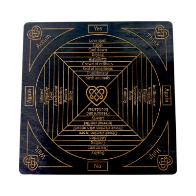Таблица для работы с маятником Любовной магии, на английском языке темная (18х18х0,4 см) Таблица для работы с маятником Любовной магии, на английском языке темная (18х18х0,4 см)