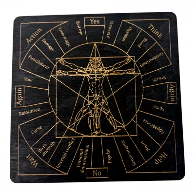 Таблица для работы с маятником Магические воздействия темная на английском языке (18х18х0,4 см) Таблица для работы с маятником Магические воздействия темная на английском языке (18х18х0,4 см)