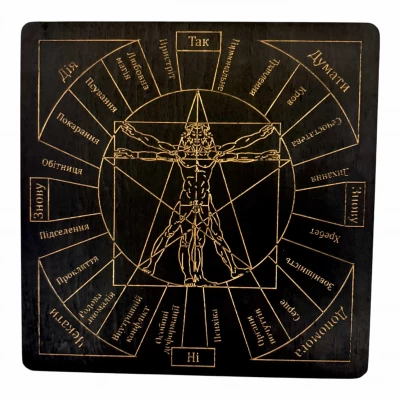 Таблица для работы с маятником Магические воздействия,на украинском языке,темная (26×26×0,8 см) Таблица для работы с маятником Магические воздействия,на украинском языке,темная (26×26×0,8 см)