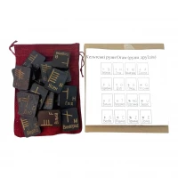 Руны Кельтские руны Огам(руны Друидов) темные, 20 рун (4,2х3,2х0,7 см) с мешочком , массив дерева