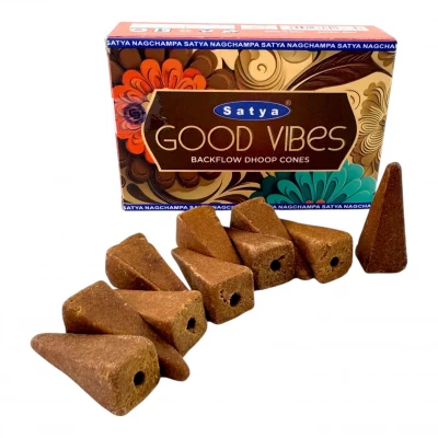 Good Vibes  Backflow Dhoop Cone (Хорошие Вибрации)(Satya) 10 конусов в упаковке
