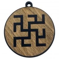 Оберег Одолень Трава,темный (d-4,5 см) дерево, покрыт эмалью.