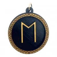 Рунический оберег-подвеска Еваз(d-45мм),дерево.