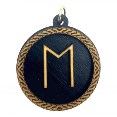 Рунический оберег-подвеска Еваз(d-45мм),дерево.