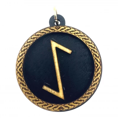 Рунический оберег-подвеска Йо(d-45мм),дерево.