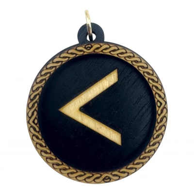 Рунический оберег-подвеска Кано(d-45мм),дерево.