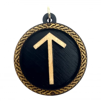 Рунический оберег-подвеска Тейваз(d-45мм),дерево.