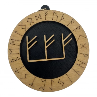 Рунический став Тройная Феху(d-90мм),дерево.