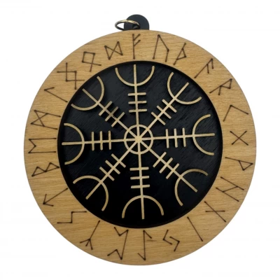 Рунический став Шлем ужаса(d-90мм),дерево.