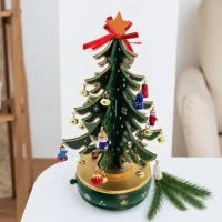 Елка новогодняя  с подвесками, дерево, (20 x 18.5 x 5 см)