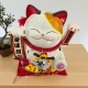 Кот Манэки-Нэко керамический, статуэтка на удачу с подушечкой, 23,5 см, питание от сети или батареек