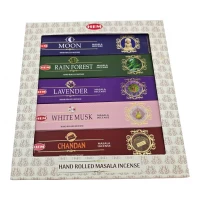 Набор благовоний HEM Masala 5 ароматов по 15 г Moon Rain Forest Lavender White Musk Chandan