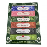 Masala Gift Pack 15 Gms-Heaven Sense Подарочный набор благовоний HEM Масала 6 ароматов + подставка