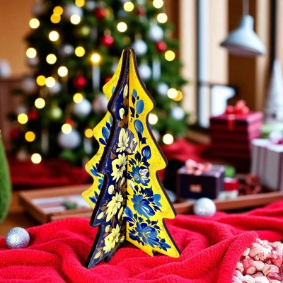 Новогодняя елка Украинская елочка (22х15х0,4 см) Деревяная елочка, расписано вручную.