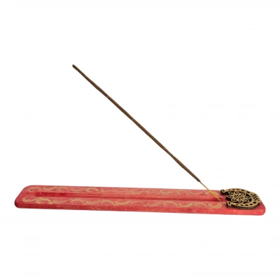 Подставка под благовония Красная с солнечной подковой (26 х 4 х 0,7 см), расписано вручную