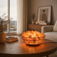 Соляная лампа из гималайской соли, Чаша огня (проволочная чаша) (26x12см).