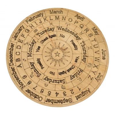 Таблица для работы с маятником Солнечный центр, круглая, на английском языке, светлая (18х0,4см)