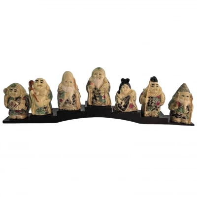 Нэцкэ «Семь богов счастья» — 7 штук на одной общей подставке