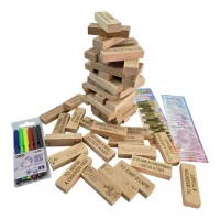 Игра настольная Дженга 4в1:Башня, фанты на английском языке(60 брусков +фломастеры)(28,5х7х7 см)
