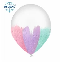 Воздушный шарик Brush shine макарун, с глитером (3 цв.) 12"
