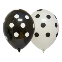 Воздушные шары Горошек бело черный 12" (30 см), 25 шт/уп Belbal Бельгия