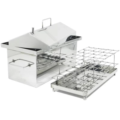 КОПТИЛЬНЯ ДОМАШНЯЯ ДЛЯ ГОРЯЧЕГО КОПЧЕНИЯ СРЕДНЯЯ 1,5 ММ ИЗ НЕРЖАВЕЙКИ