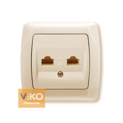 Розетка компьютерная 2-ая RJ-45 крем ViKO Carmen