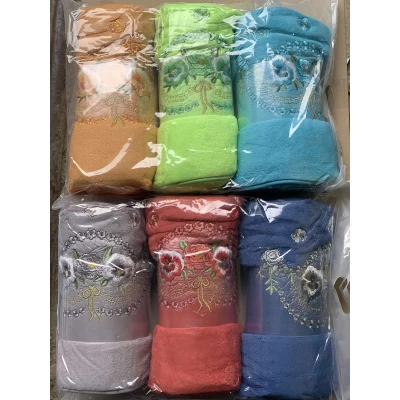 Полотенце для бани Микрофибра плотная пушистая с вышивкой