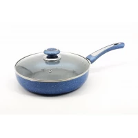 Сковорода 22 См с крышкой мраморное покрытие A-PLUS 1116