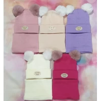 Детская шапка с хомутом МД 22-06 для девочки (акрил, подкладка флис) 0282