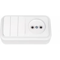 3В-РЦ-525 Блок выключатель тройной+розетка Пралеска Bylectrica белый