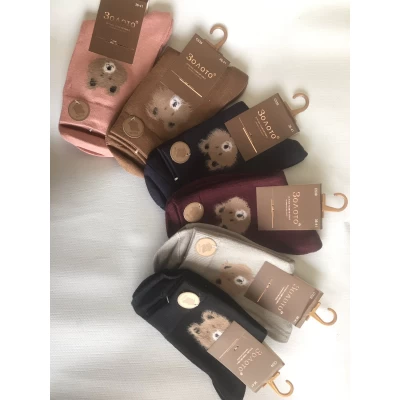 Носки ЗОЛОТО тонкий кашемир 36-40. Цвет : ассорти мишки