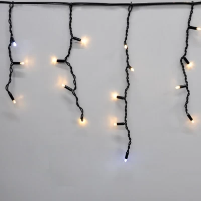 Гирлянда-бахрома (Icecle-Lights) 120 Short curtain-WW-2 наружная, пров.:черный, 5м (Белый-теплый)