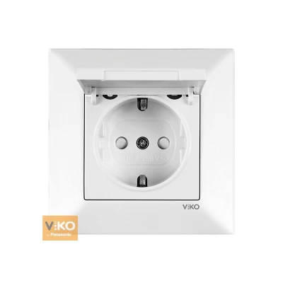 Розетка с заземлением с крышкой белая Meridian