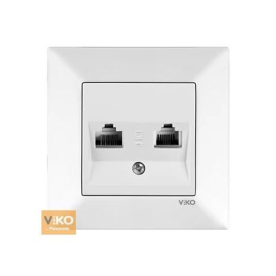 Розетка компьютерная + розетка TF телефонная белая Meridian