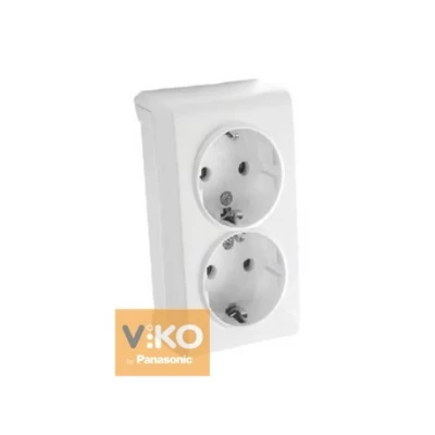 Розетка с заземлением 2-ая белая ViKO Vera