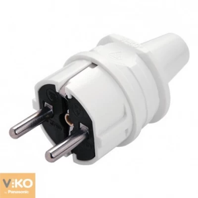 Вилка прямая белая с заземлением Viko Вилка прямая белая с заземлением Viko