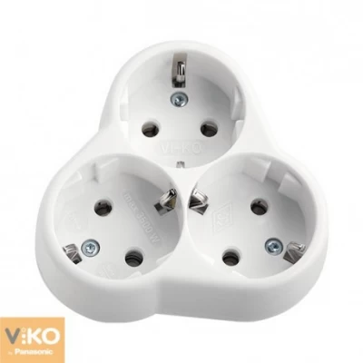 Розетка 3-я с заземлением скрытой установки Viko