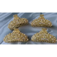 Краб металл, золото страза, 9 см