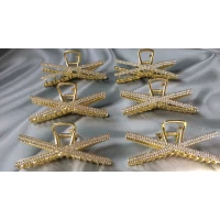 Краб металл, золото страза, 11 см