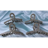 Краб металл, серебро страза, 8 см