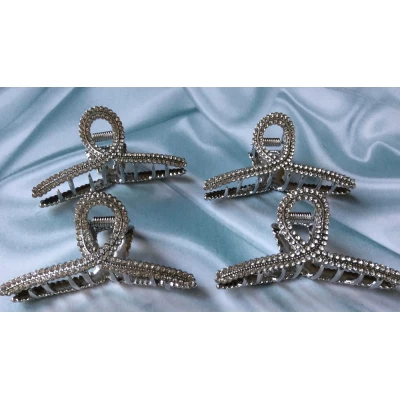 Краб металл, серебро страза, 8 см