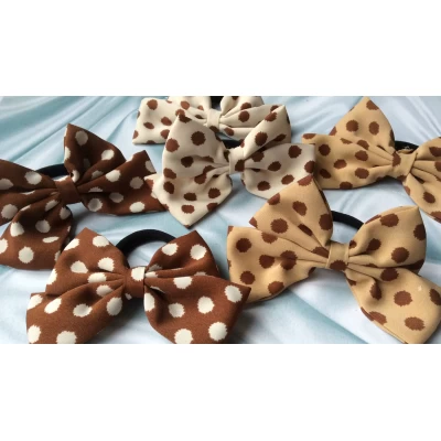 Резинка бесшовная, кофейные тона, горох