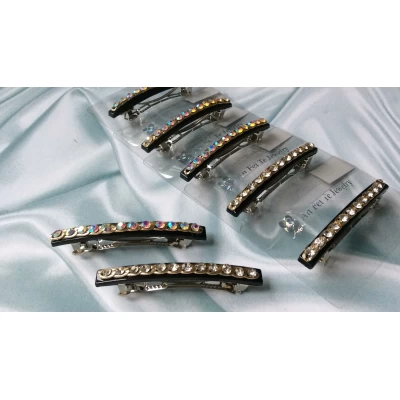 Заколка автомат, страза, 8 см