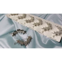 Заколка на челку, металл страза, 7 см