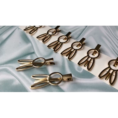 Заколка утка, металл, золото, 8 см