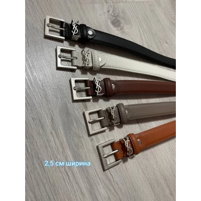 Ремень кожаный с пряжкой YSL ширина 2,5 см